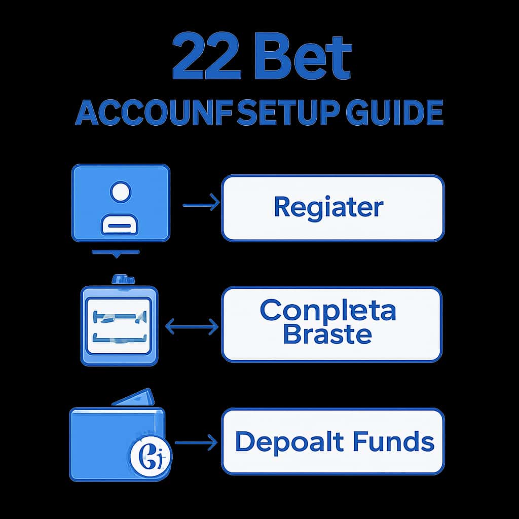 Illustration detailing the steps in the 22 Bet Account Setup process.