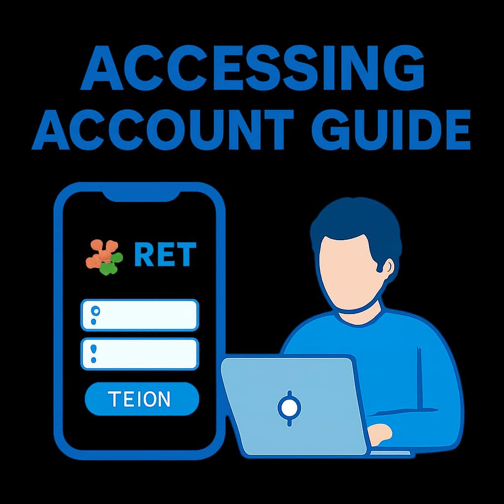 An educational diagram illustrating account access steps for 22 Bet.