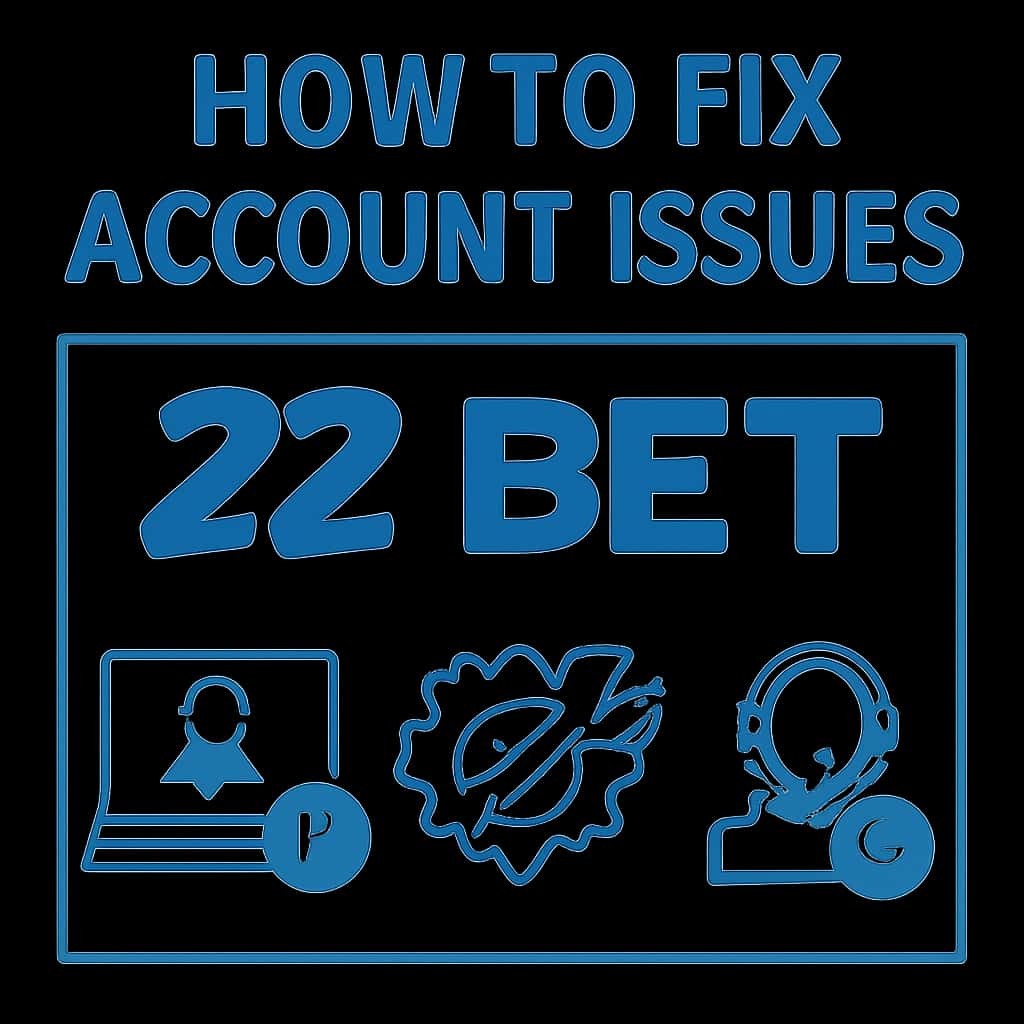 Diagram illustrating solutions for account issues on 22 Bet.