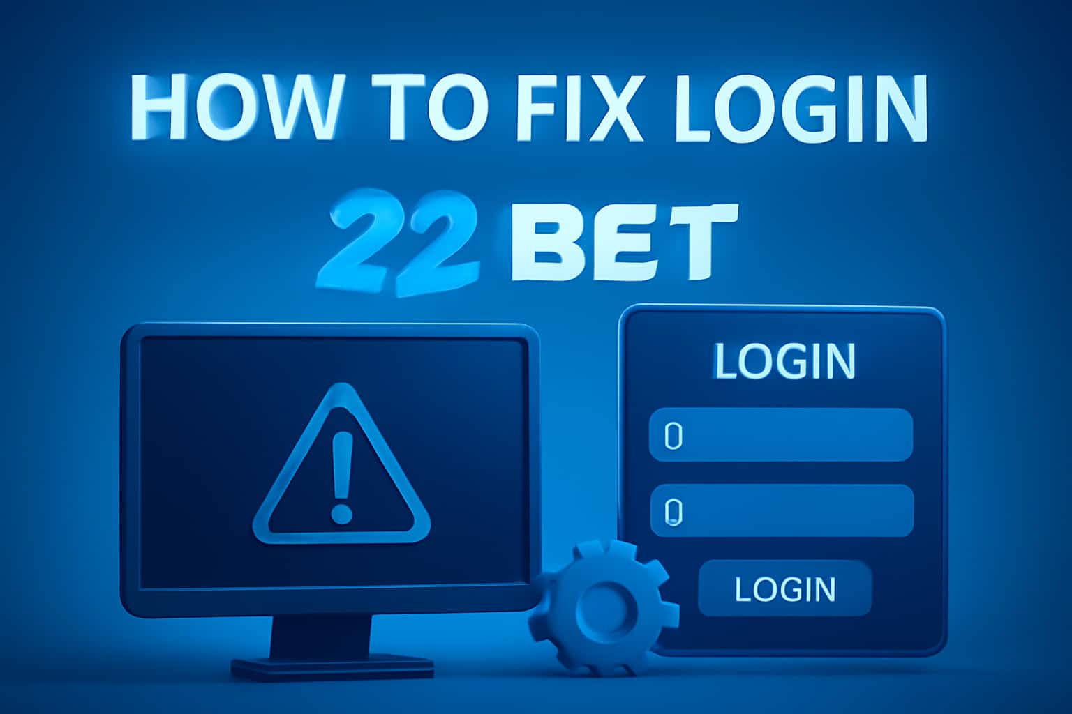 Informational graphic depicting solutions for fixing login issues on 22 Bet.