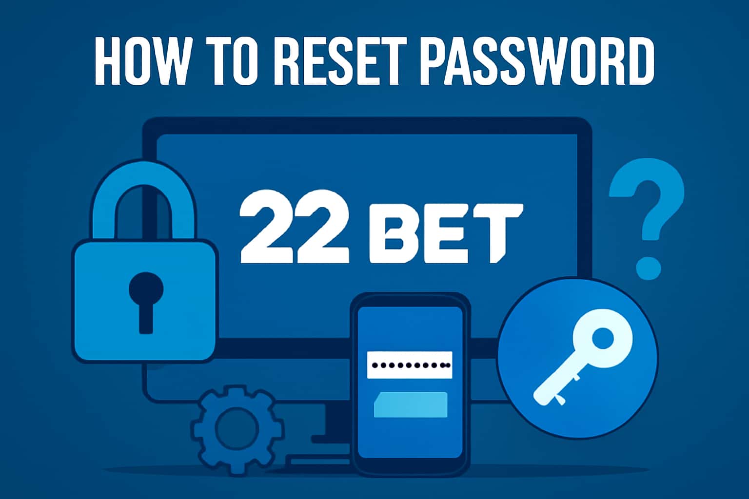 Informative graphic depicting the process to reset password on 22 Bet.