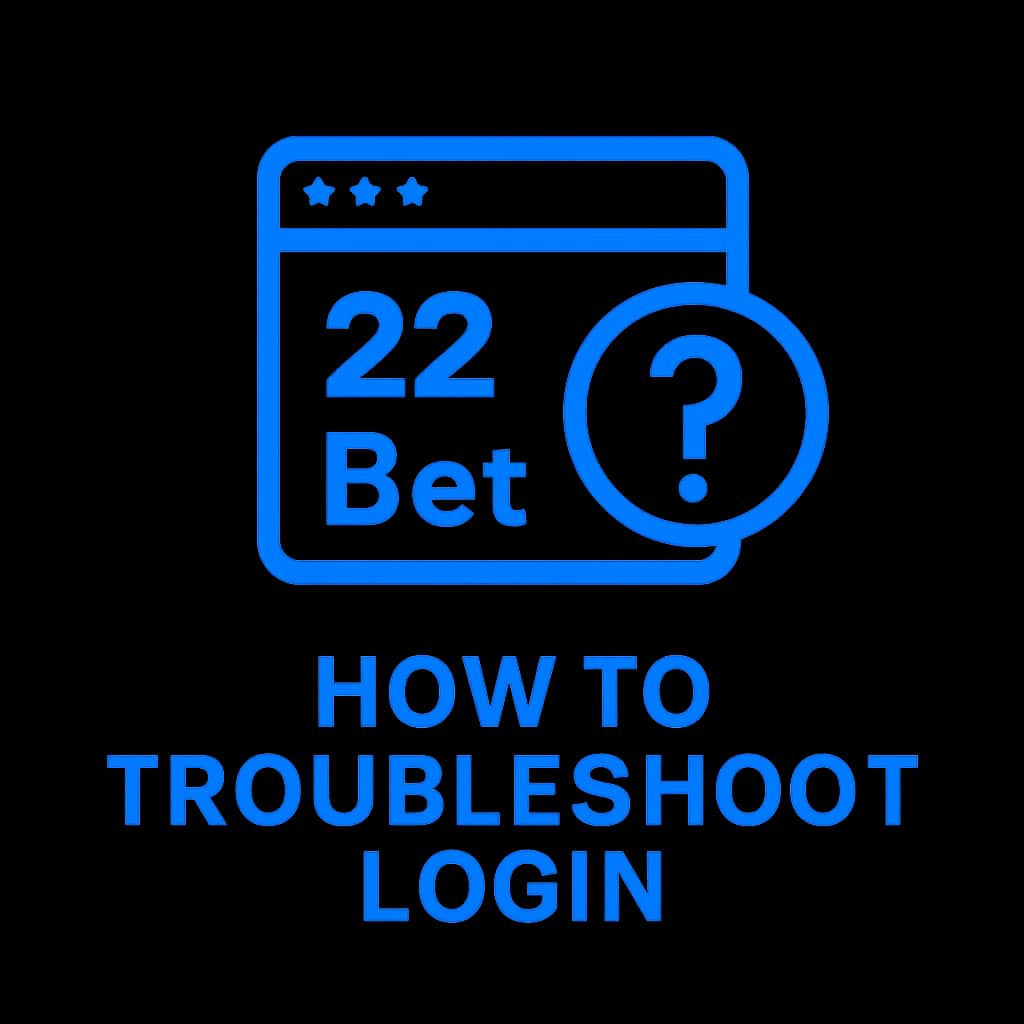 A simple and clean badge design for troubleshooting 22 Bet login.