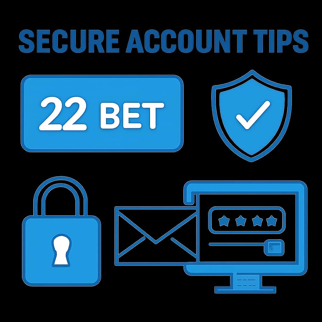 An educational diagram illustrating key security measures for 22 Bet accounts.